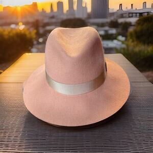 RAG & BONE Womens Med. Wool Felt Brim Fedora Hat light pink mauve spring